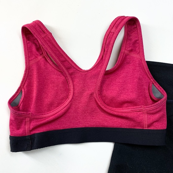 Nike Pro Dry-Fit Racerback Heather Pink Logo Sports Bra - Picture 3 of 7